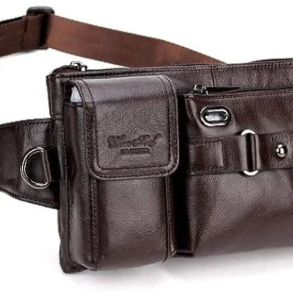 New Vintage Leather Waist Bag Coffee - Picture 5 of 8